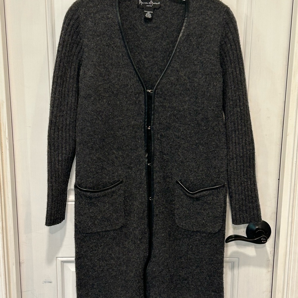 Womens Petite Mercer & Madison Gray Duster Cardigan Sweater Size Medium